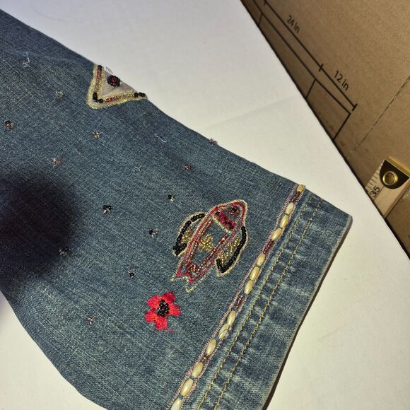Chico's Design 100% Cotton Size 3, Blue Denim Embroidery, A Few Embroidery Flaws - Picture 6 of 16